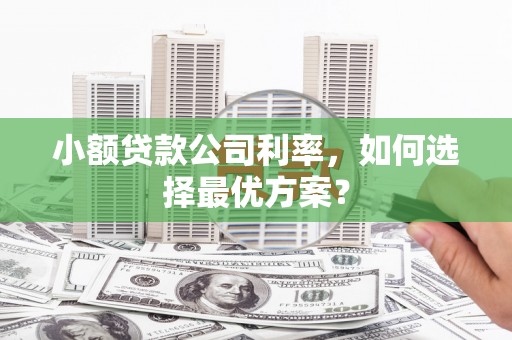 通海小额贷款公司利率，如何选择最优方案？
