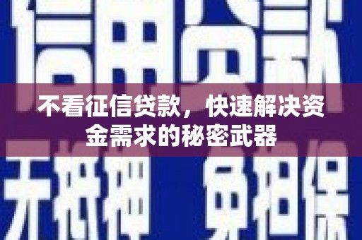 通海不看征信贷款，快速解决资金需求的秘密武器