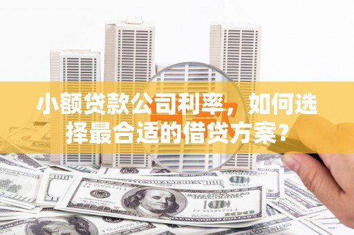 通海小额贷款公司利率，如何选择最合适的借贷方案？